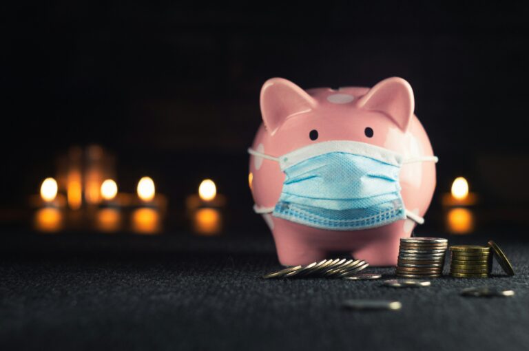 piggybank with mask on
